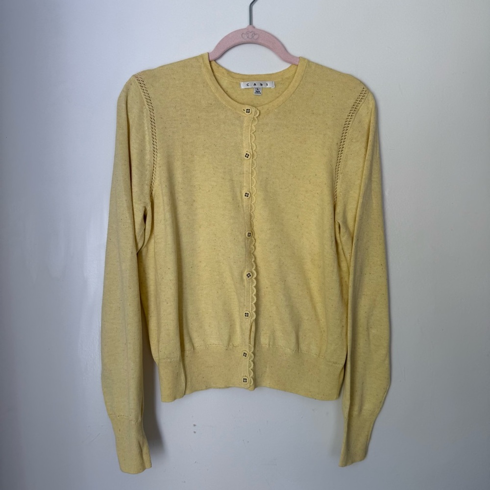 CAbi Yellow Scalloped Button Cardigan